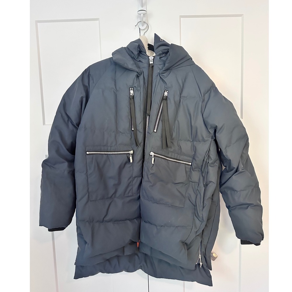 Orolay Womens Thickened Down Jacket Navy Blue Puffer Coat Hooded Size Large NEW